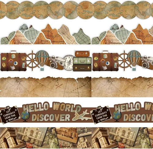 Miniatura 20 de Containlol Bordes para decoración de tablón de anuncios, 118 pies de borde festoneado con tema oceánico para tablón de anuncios de aula