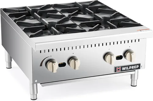 Miniatura 9 de WILPREP Cocina de gas para encimera, estufa de gas de encimera de 4 quemadores con 100,000 BTU, propano de 24 pulgadas con rejillas de kit