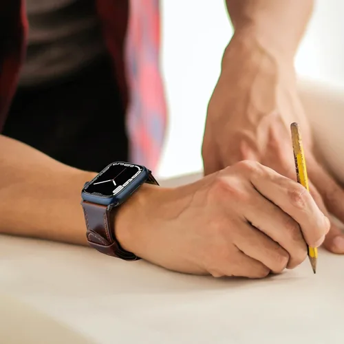 Miniatura 8 de EDIMENS - Correas de cuero compatibles con Apple Watch de 1.81 pulgadas, 1.77 pulgadas, 1.73 pulgadas, 1.65 pulgadas (Serie 1 2 3) para hombre