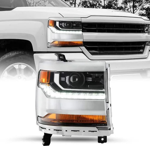 Miniatura 20 de JSBOYAT HID/Xenon para Chevy Silverado 1500 2016-2019 Conjunto de Faros Delanteros de Repuesto Proyector LED DRL Estilo OE de Fábrica Par Juego