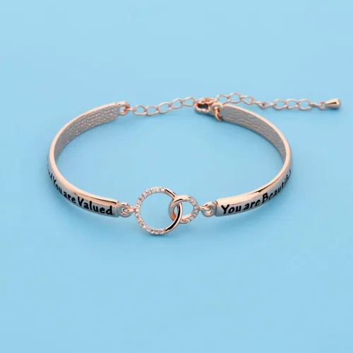 Miniatura 3 de LQRI Inspirational Jewelry - Pulsera de mantra motivacional con texto en inglés You Are Loved You Are Valued You Are Beautiful Self Esteem Daughter