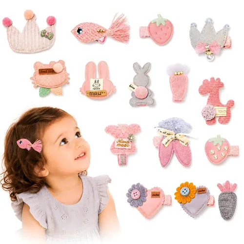 Pinzas para el cabello para niñas, 15 pinzas de cocodrilo antideslizantes cubiertas de tela, accesorios para el cabello de bebé, pasadores para