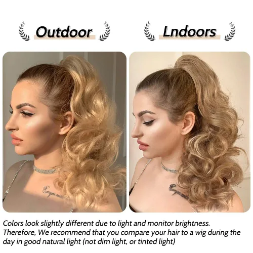 Miniatura 2 de Extensión de cola de caballo ondulada y rizada de 20 pulgadas de largo, peluca sintética de cola de caballo falsa con clip, extensiones de cabello