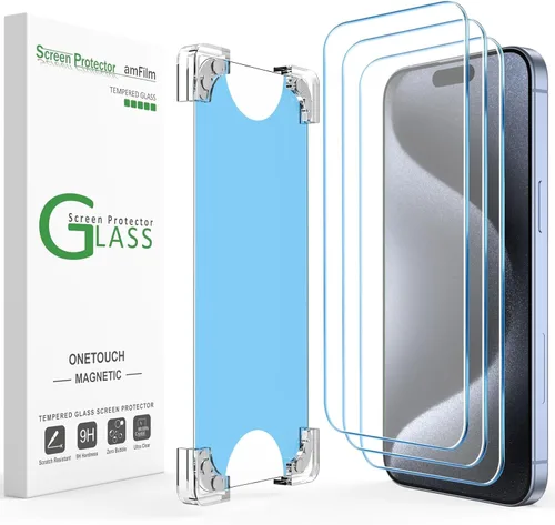 Miniatura 9 de amFilm Paquete de 2 protectores de pantalla magnéticos OneTouch para iPhone 14 Pro de 6.1 pulgadas [plástico ecológico y reductor]