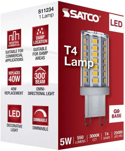 Miniatura 6 de Satco 5 vatios JCD LED claro 3000K G9 base 120 voltios