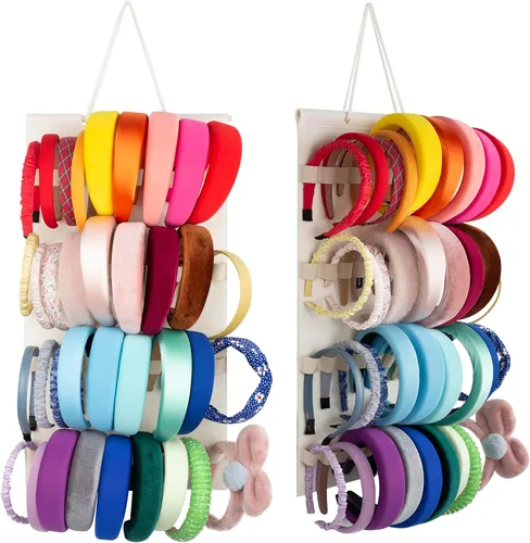 Miniatura 9 de Organizador colgante para diademas para niñas, organizador de diademas de fieltro, organizador de almacenamiento para diademas (sin diademas) (Negro)