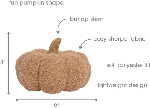 Miniatura 2 de Pearhead Almohada de calabaza sherpa, decoración moderna de otoño para el hogar, Acción de Gracias y Halloween, decoración de vacaciones, calabaza