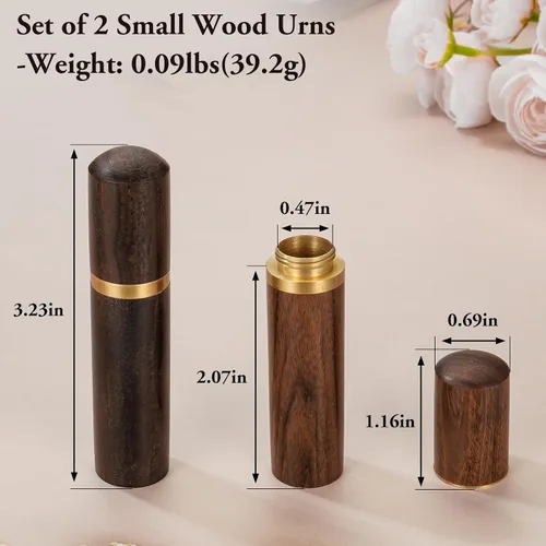 Miniatura 2 de SOITIS Juego de dos pequeñas urnas de madera, mini urnas para cenizas, urnas de cremación para cenizas humanas, urnas decorativas, recuerdo