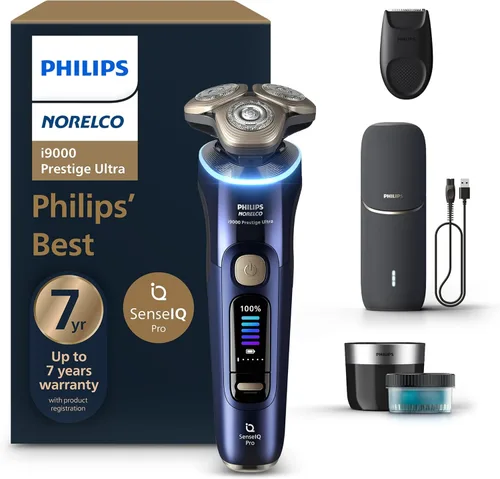Miniatura 9 de Philips Norelco Shaver i9000 Prestige Ultra, afeitadora eléctrica en seco y húmedo, oro blanco, tecnología SenseIQ Pro, sistema de triple elevación