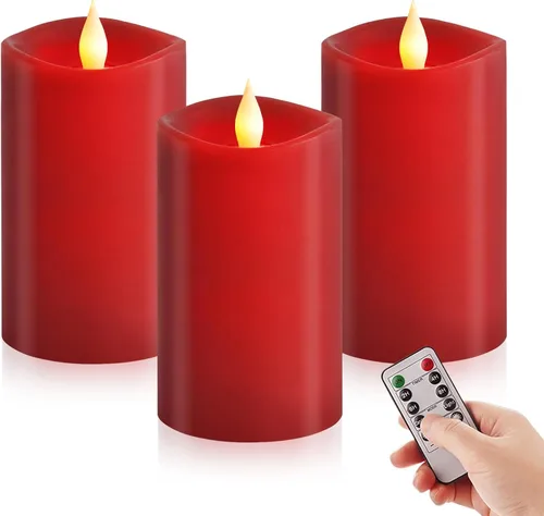 Miniatura 32 de Juego de 1 velas sin llama de 3 x 4, batería de 2 AA, 600 horas, velas parpadeantes con temporizador, velas sin llama de 4 pulgadas con control
