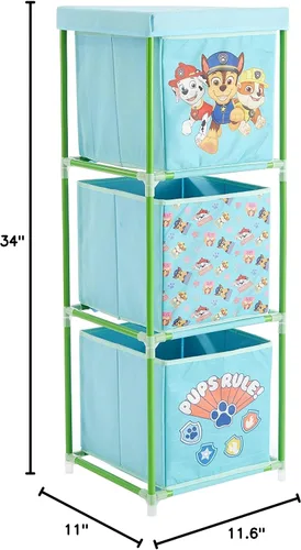 Miniatura 3 de Nickelodeon Paw Patrol - Organizador de almacenamiento de tela de 3 niveles con 3 cubos y tapa, contenedores de almacenamiento de juguetes