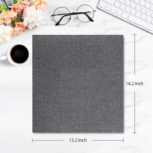 Miniatura 2 de Potricher - Álbum de fotos de 4x6 pulgadas, de lino, con tapa dura, para 600 fotos, de gran capacidad, libro de imágenes para la familia, boda, Gris