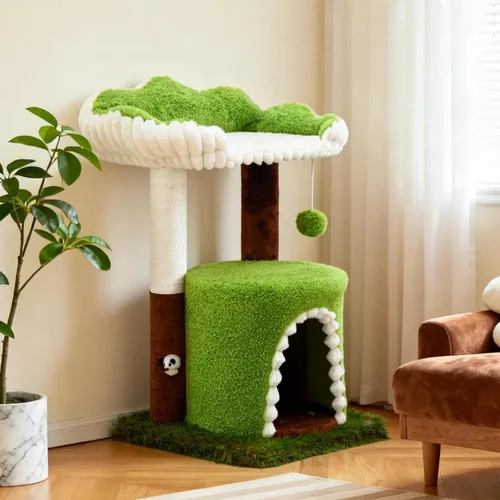 Miniatura 9 de WOOCHPET Árbol pequeño para gatos con cama de perca para gatos y cubierta extraíble, torre para gatos de 23 pulgadas de alto con 2 postes rascadores