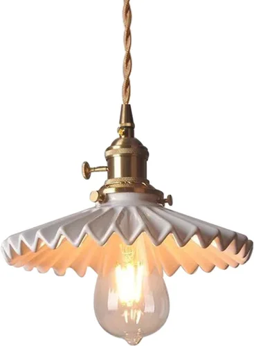Miniatura 18 de Lámpara colgante de cerámica negra para isla de cocina, pantalla festoneada de cerámica, estilo granja, vintage, luces colgantes de techo