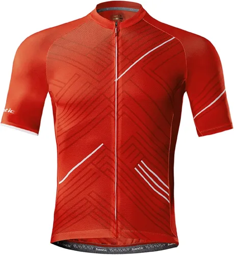 Santic Camiseta de ciclismo para hombre, manga corta, camisas de ciclismo de montaña, chaqueta de bicicleta con bolsillos