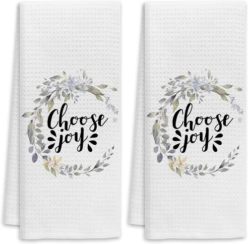 Miniatura 8 de Voatok Choose Joy Farmhouse - Toallas de cocina y baño con corona floral, toallas de mano y platos, regalos perfectos para adolescentes, mujeres