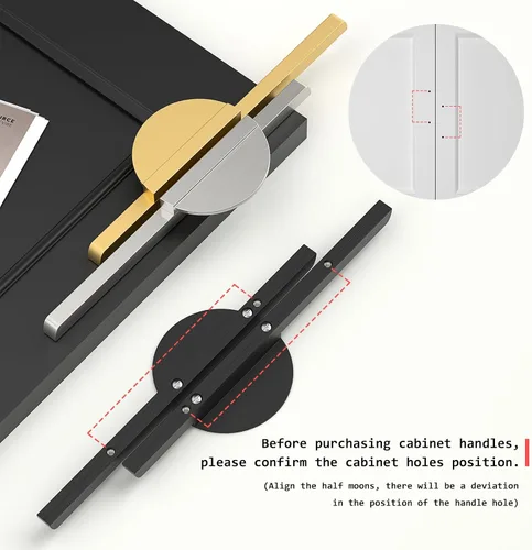Miniatura 5 de homdiy Paquete de 2 tiradores negros de media luna para cajones de cocina, manijas de gabinete de cocina, accesorios negros modernos para armarios