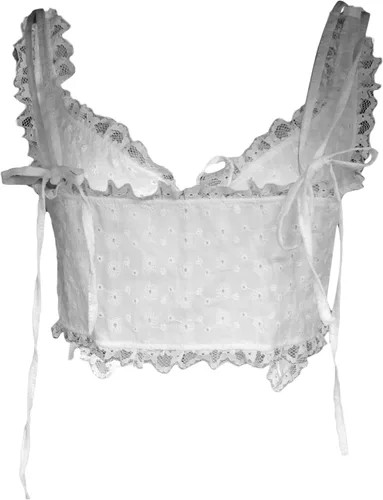 Miniatura 5 de Women Lace Trim Cami Tanks Sleeveless Tie Up Crop Shirt Tops Slim Fit Retro Open Front Cardigan Fairy Y2k Tank Top