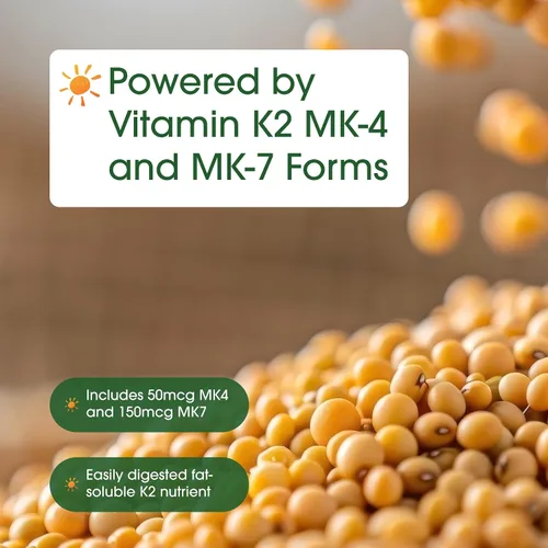 Miniatura 6 de NatureBell Suplemento de Vitamina K2 de Espectro Completo con MK-7 y MK-4, 200 mcg, 240 cápsulas Fórmula 2 en 1, complejo de vitaminas K – Apoya
