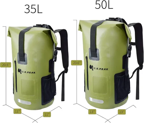 Miniatura 5 de Mochila impermeable IPX6, bolsa con cierre enrollable y accesorios de kayak, esenciales para camping, natación, playa, pesca, rafting, viajes, Verde