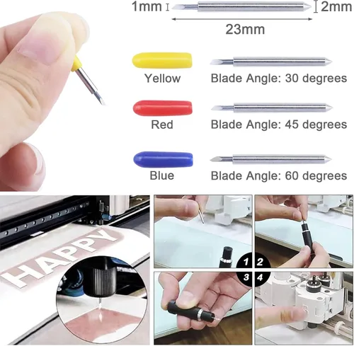 Miniatura 12 de 50 cuchillas de repuesto compatibles con máquinas de corte Explore Air 2/Air 3/Maker/Maker 3, 10 cuchillas de punta fina, 20 cuchillas estándar, 20