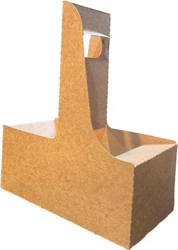Miniatura 2 de Portabidoras de cartón kraft de 2 tazas (paquete de 10) – Portadores de bebidas duraderos para bebidas calientes o frías – Perfecto para servicio