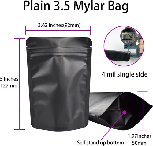 Miniatura 2 de 100 bolsas de Mylar de 3.5 gramos, espesor de 4 mil, bolsa a prueba de olores, bolsa de embalaje con pie, bolsa de almacenamiento de alimentos