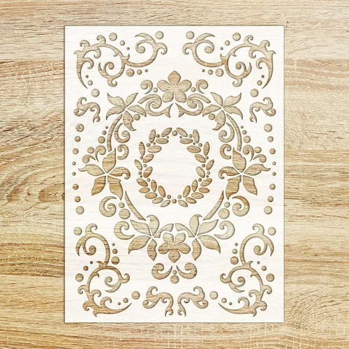 Plantilla decorativa FLONZ de 6 x 8 pulgadas, diseño de torbellino de flores Art Deco para pintura de pared, álbumes de recortes y decoración de