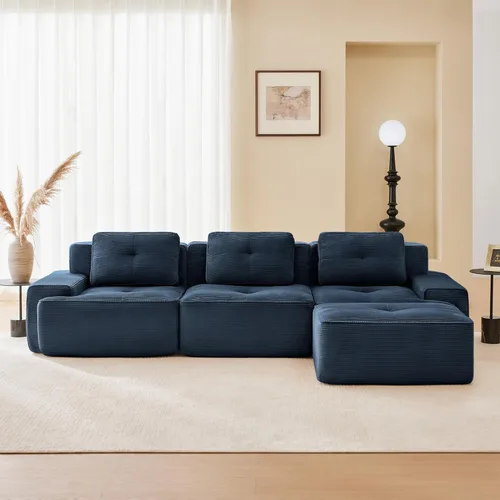 Miniatura 34 de Sofás modulares sin hueso de 152.8 pulgadas para sala de estar, sofá modular con diván en forma de L, cómodo asiento profundo tapizado de tela