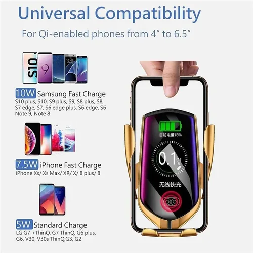 Miniatura 6 de Sujeción automática 10W Cargador inalámbrico para coche Soporte de teléfono de ventilación de aire para iPhone 13 Huawei Samsung Xiaomi Soporte