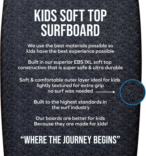 Miniatura 4 de WATERKIDS Kids Surfboard & Leash, Perfect for Learning How to Surf, Made for Kids,Soft Top for Beginners, Foam Surfboard Makes It Easy to Learn How
