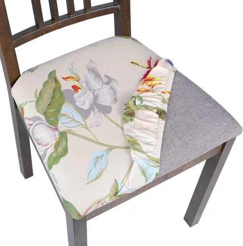 Miniatura 25 de SearchI Fundas de Asiento para Sillas de Comedor Elásticas con Estampado Juego de 6 Fundas de Asiento de Silla, Protector de Cojín de Silla Tapizada