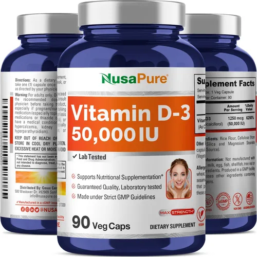 Miniatura 5 de NusaPure Vitamina D3 50,000 UI 90 Cápsulas Vegetales (sin OGM)