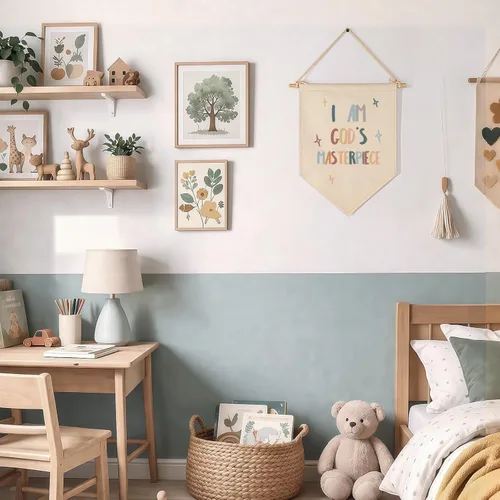 Miniatura 5 de Decoración de pared con versículo bíblico, banderín de pared de escritura neutral, decoración de bandera para bebés, niños, niñas, niños recién