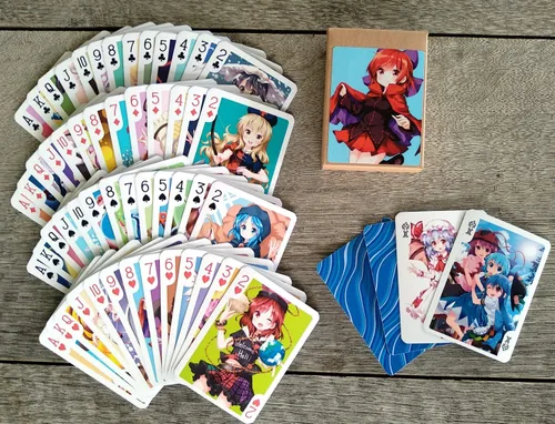 Miniatura 3 de Cartas de juego de anime # Baraja de póquer 54 cartas todas diferentes # Touhou Lindo divertido Neko Anime Manga Carteles Fanart