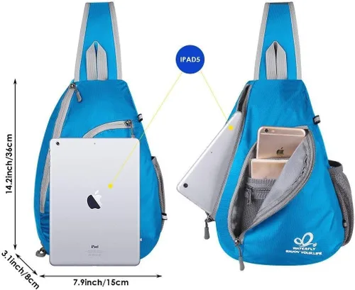 Miniatura 3 de Bolso de hombro WATERFLY, morrales, bolsos, mochilas triangulares cruzadas sobre el cuerpo, de soga, para senderismo o mochilas multiuso y bolsa