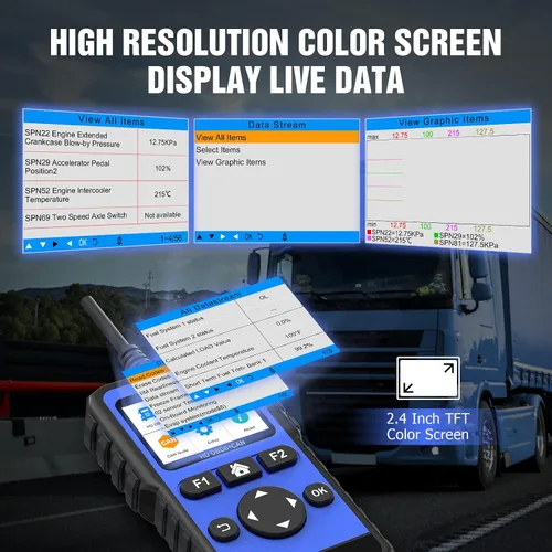 Miniatura 5 de OBDResource Full Systems - Herramienta de escáner de camión resistente HD OBD/EOBD/OBD2, herramienta de diagnóstico automotriz para camiones