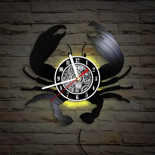 Miniatura 7 de The Geeky Days Big Crab - Reloj de pared LED con mando a distancia, 7 colores, luz de 12 pulgadas, cuarzo silencioso, náutico, océano, mariscos