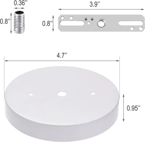 Miniatura 2 de ECUDIS Kit de toldo de luz colgante, placa de cubierta de lámpara de techo de 4.7 pulgadas con accesorios de montaje para candelabro, toldo de Blanco