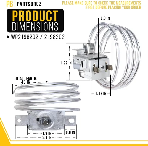 Miniatura 2 de PartsBroz WP2198202 2198202 Control de termostato para Whirlpool Kenmore Roper Estate Refrigerador Parte PS11739232 1110552 1115242 AP6006166