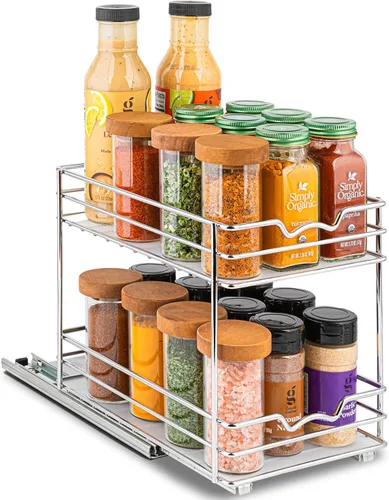 Organizador extraíble para gabinete para especias, latas - Resistente con garantía limitada de por vida - Organizador de especias extraíble -