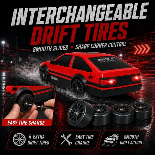 Miniatura 3 de Liberty Imports RC Drift Car 1/24 2.4GHz 4WD Control remoto Sport Racing Vehículo en carretera con luz LED, baterías y neumáticos de deriva