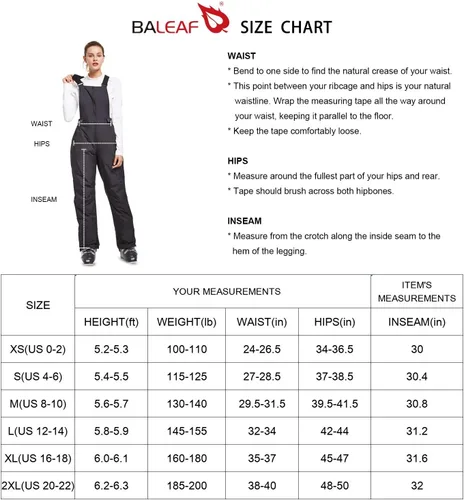Miniatura 7 de BALEAF Women's Insulated Waterproof Ski Bib Overalls Snow Windproof Snowboarding Pant