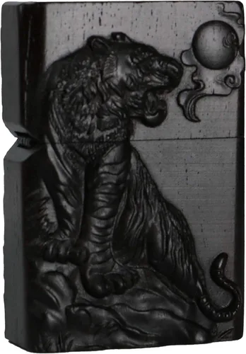 Miniatura 29 de Caja de carcasa de madera de ébano negro natural tallada para módulo Zippo (Serpiente Cobra)