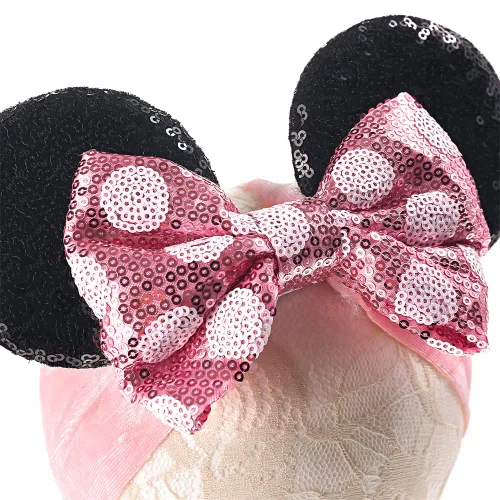 Miniatura 3 de Diadema para bebé niña con orejas de ratón y lazo de lunares 3D, diadema ancha para recién nacido, bebé y niña, accesorios para la cabeza
