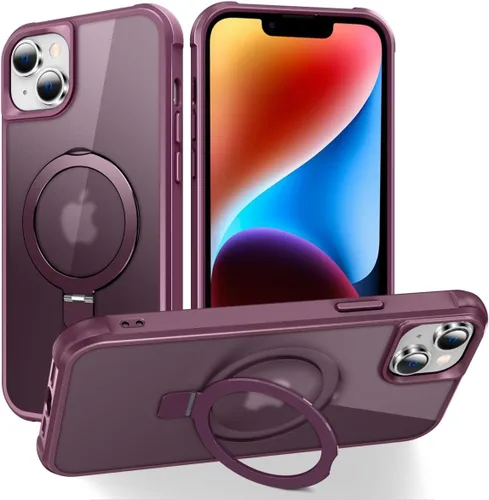 Miniatura 163 de CHAOFEnG Funda magnética compatible con iPhone 11 con soporte, prueba de caídas de grado militar, compatible con imán, anillo translúcido, parte