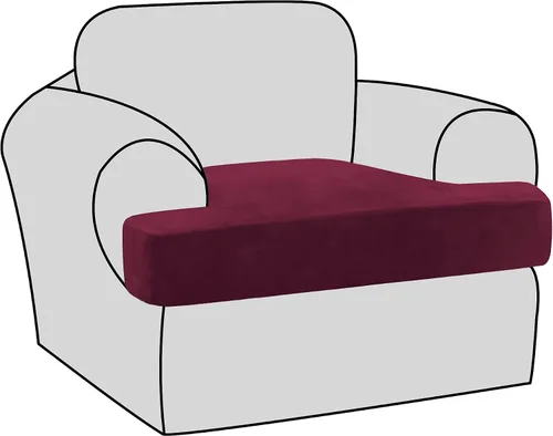 Miniatura 53 de H.VERSAILTEX Fundas de terciopelo elástico para silla con cojín en forma de T para sala de estar, funda de sofá, funda de asiento con cojín
