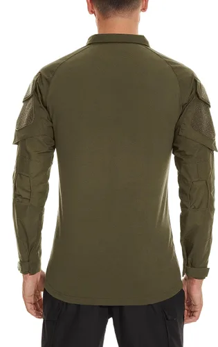 Miniatura 46 de TACVASEN Camisa táctica de manga larga para hombre, con cremallera de 1/4, con bolsillos, para paintball, militar, Airsoft, transpirable