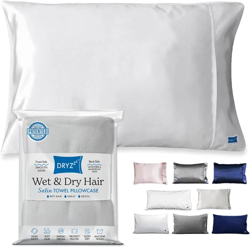 Miniatura 14 de DryZzz Funda de almohada impermeable de 35 x 19 pulgadas, 2 piezas, tamaño King, absorbente, toalla de doble cara, cabello húmedo y seco, a prueba