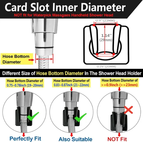 Miniatura 4 de Soporte para cabezal de ducha Todo Metal Soporte para varita de ducha de mano adhesivo Soporte para montaje en pared de ducha en latón Soporte